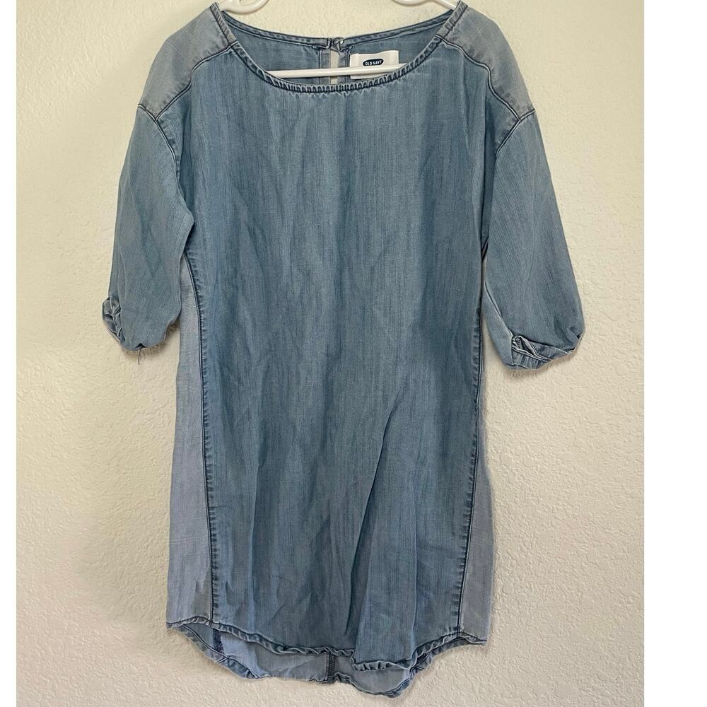 Old Navy Chambray 3/4 Sleeve Dress girls size small 6/7